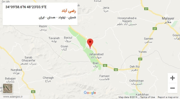 روستای رضی آباد بر روی نقشه