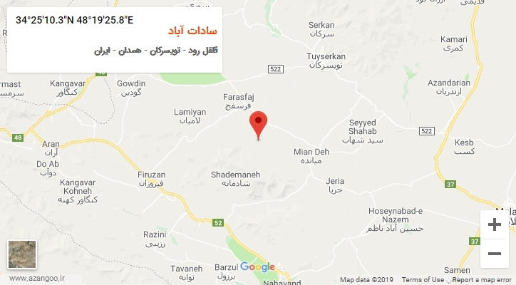 روستای سادات آباد بر روی نقشه