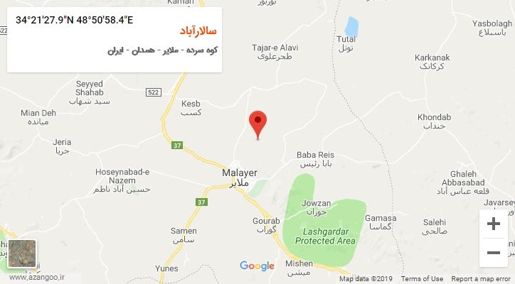 روستای سالارآباد بر روی نقشه