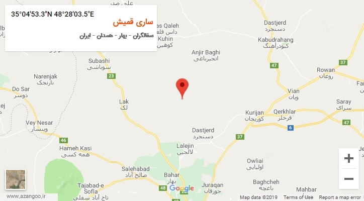 روستای ساری قمیش بر روی نقشه
