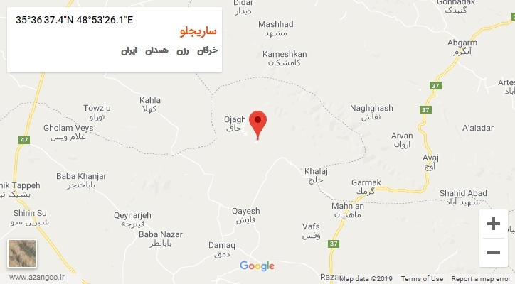 روستای ساریجلو بر روی نقشه