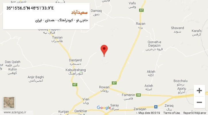 روستای سعیدآباد بر روی نقشه