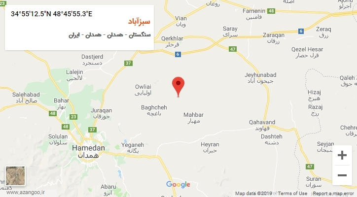 روستای سبزآباد بر روی نقشه
