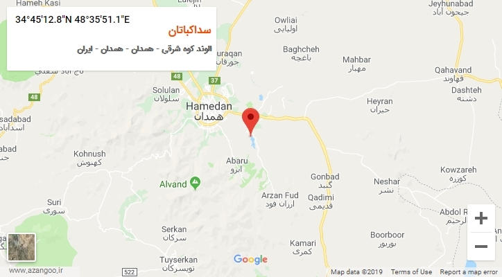 روستای سداکباتان بر روی نقشه