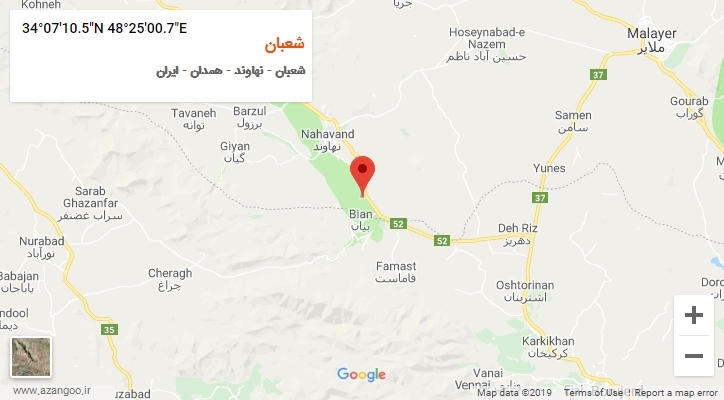 روستای شعبان بر روی نقشه