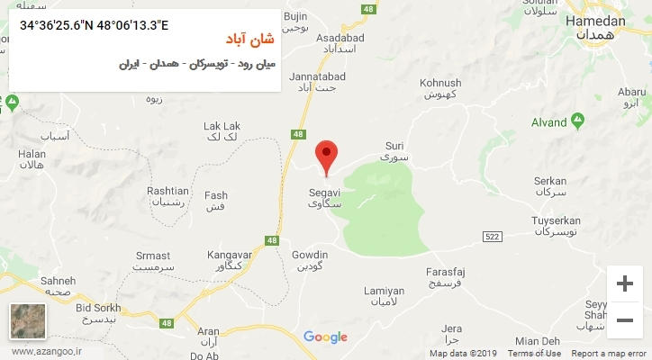 روستای شان آباد بر روی نقشه