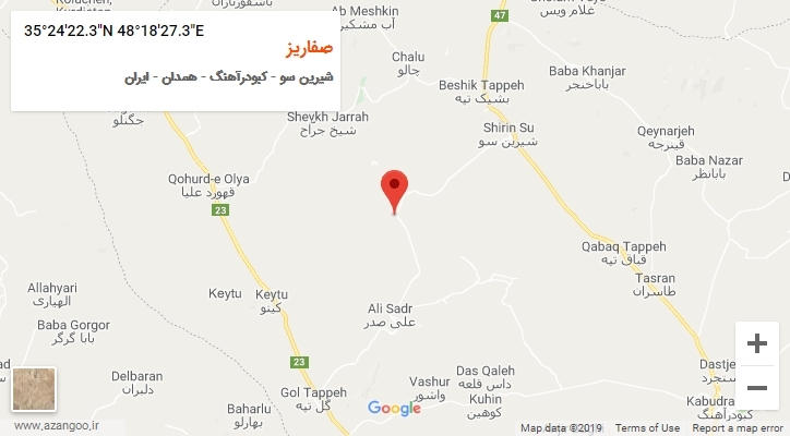 روستای صفاریز بر روی نقشه
