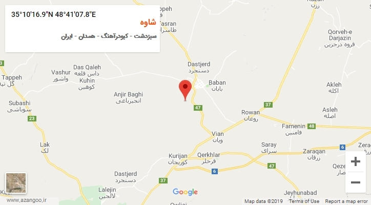 روستای شاوه بر روی نقشه