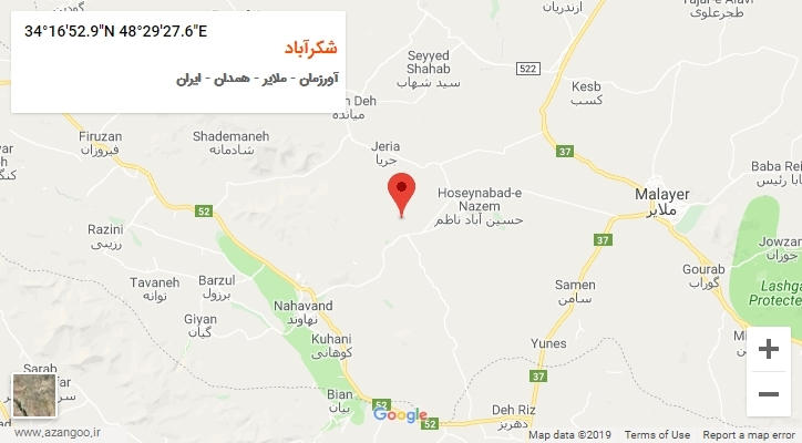 روستای شکرآباد بر روی نقشه