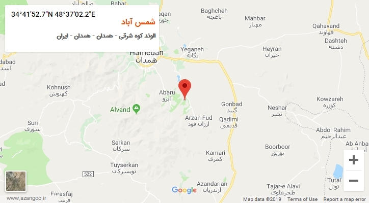 روستای شمس آباد بر روی نقشه