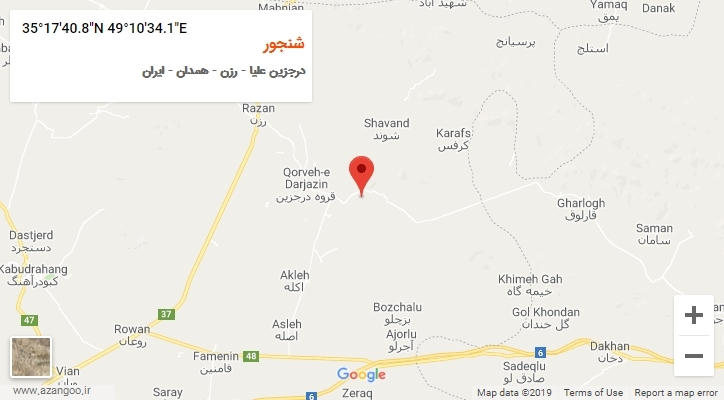 روستای شنجور بر روی نقشه