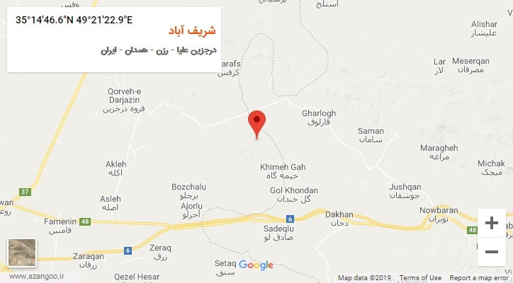 روستای شریف آباد بر روی نقشه