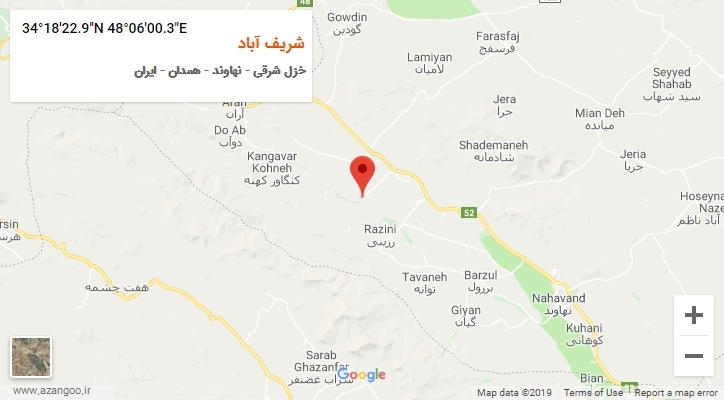 روستای شریف آباد بر روی نقشه