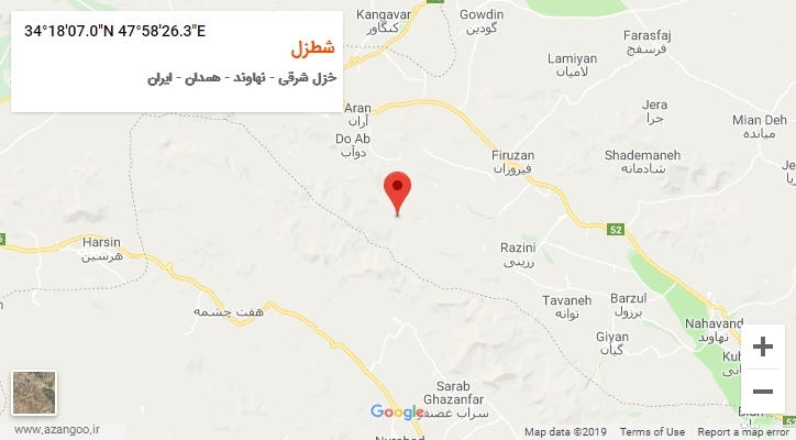 روستای شطزل بر روی نقشه