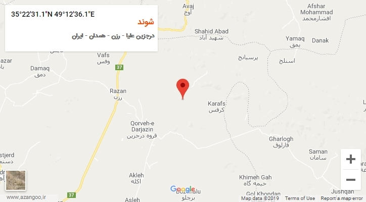 روستای شوند بر روی نقشه