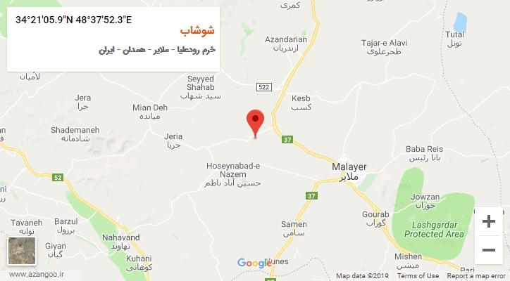 روستای شوشاب بر روی نقشه