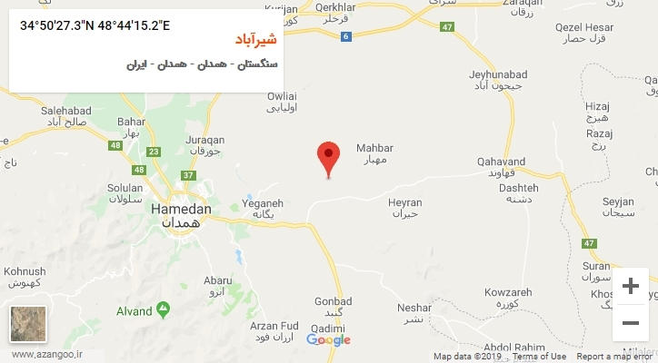 روستای شیرآباد بر روی نقشه