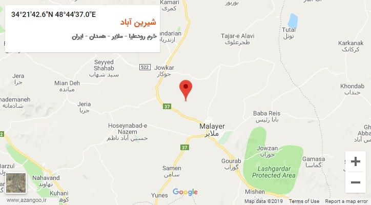 روستای شیرین آباد بر روی نقشه