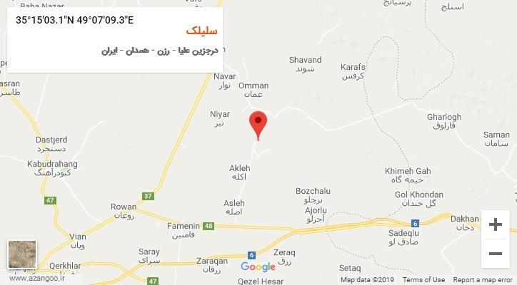 روستای سلیلک بر روی نقشه