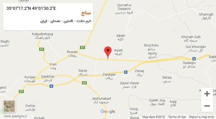روستای سناج بر روی نقشه