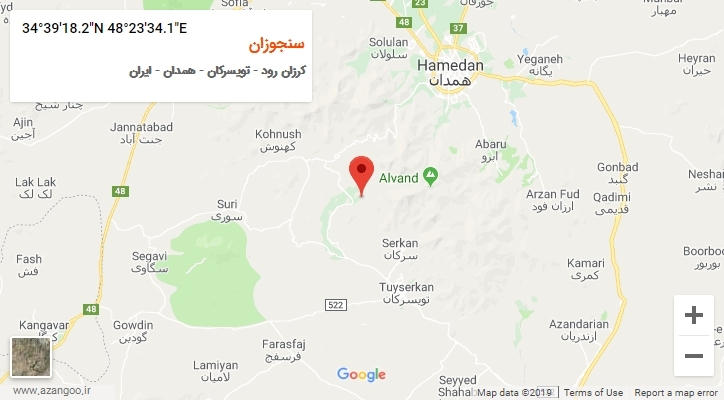 روستای سنجوزان بر روی نقشه