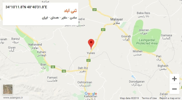 روستای ثنی آباد بر روی نقشه