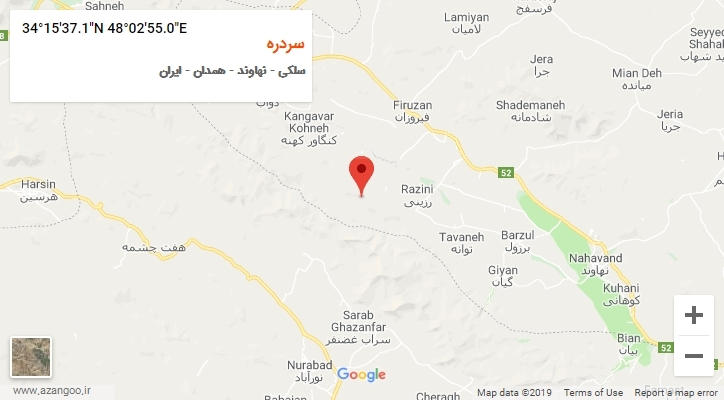روستای سردره بر روی نقشه