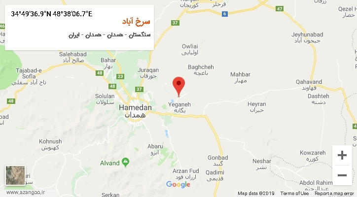 روستای سرخ آباد بر روی نقشه