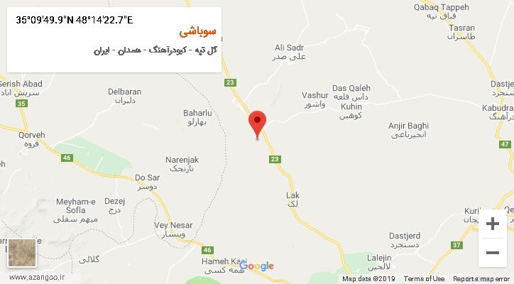 روستای سوباشی بر روی نقشه