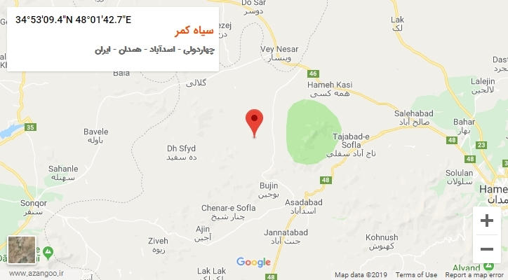 روستای سیاه کمر بر روی نقشه