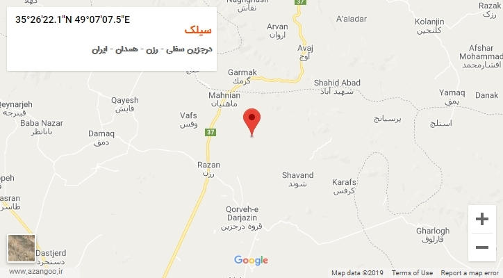 روستای سیلک بر روی نقشه