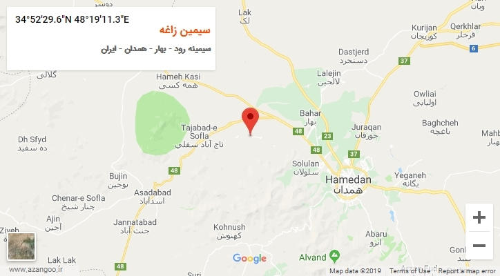 روستای سیمین زاغه بر روی نقشه