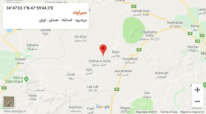 روستای سیراوند بر روی نقشه