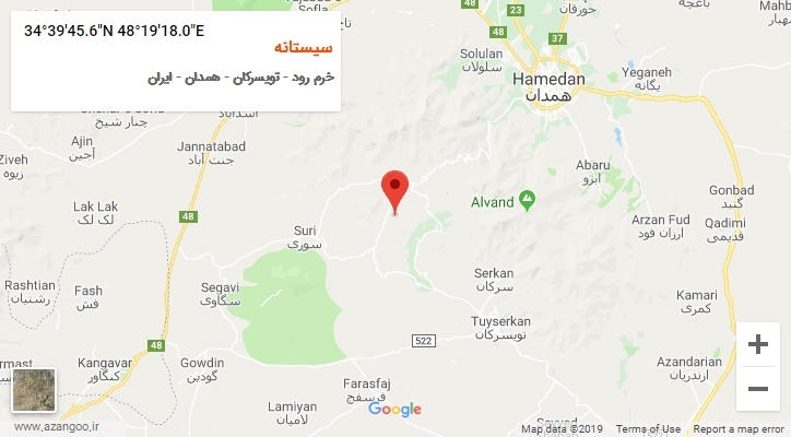 روستای سیستانه بر روی نقشه