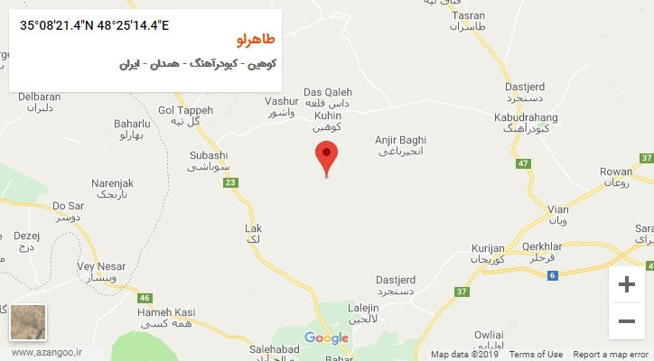 روستای طاهرلو بر روی نقشه