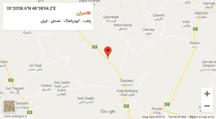 روستای طاسران بر روی نقشه
