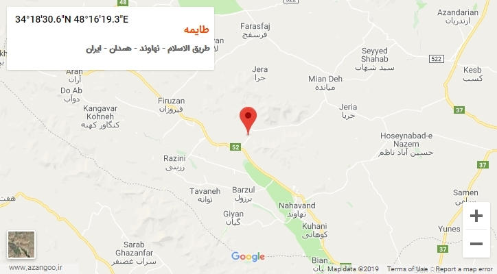 روستای طایمه بر روی نقشه