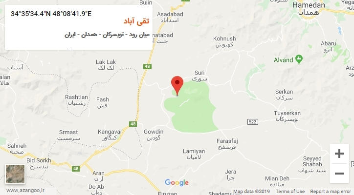 روستای تقی آباد بر روی نقشه