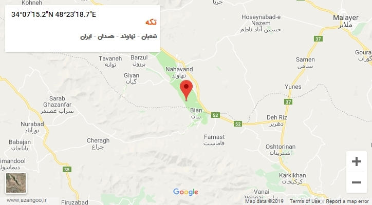 روستای تکه بر روی نقشه