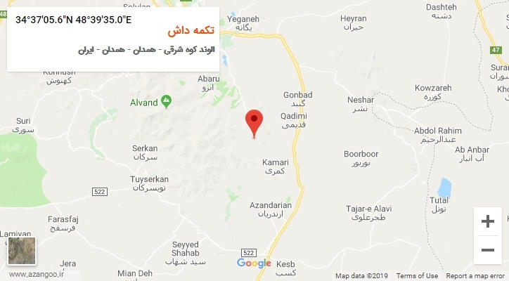 روستای تکمه داش بر روی نقشه