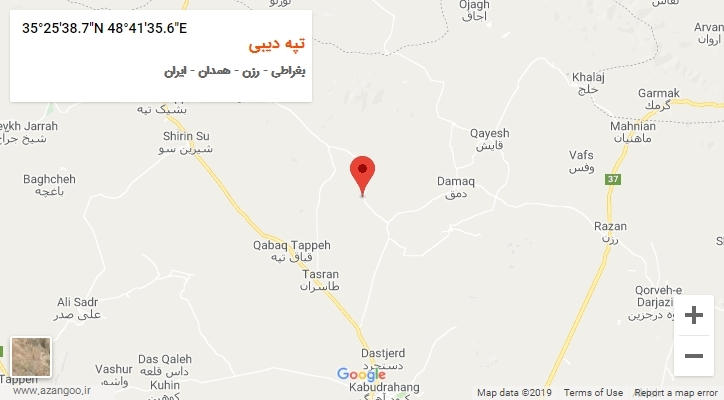 روستای تپه دیبی بر روی نقشه