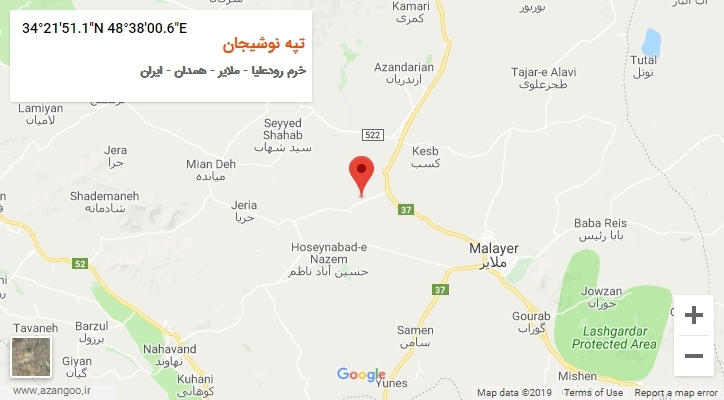 روستای تپه نوشیجان بر روی نقشه