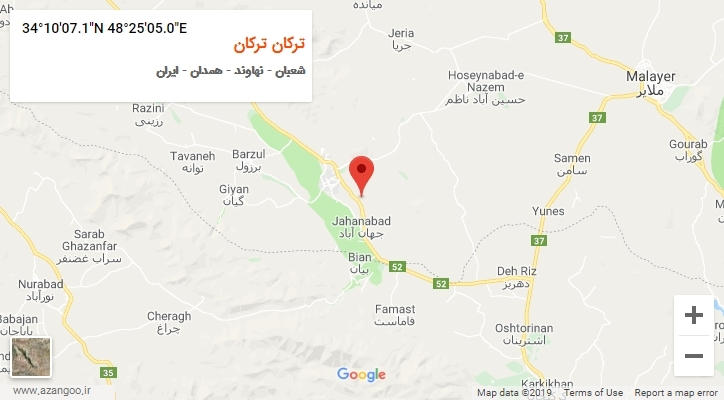 روستای ترکان ترکان بر روی نقشه
