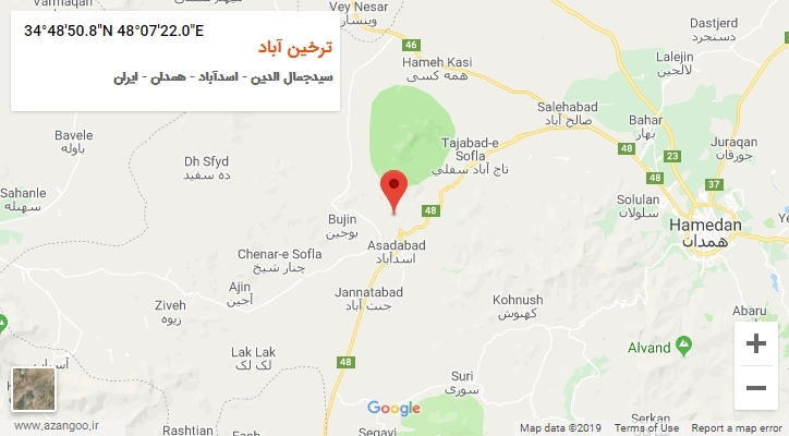 روستای ترخین آباد بر روی نقشه