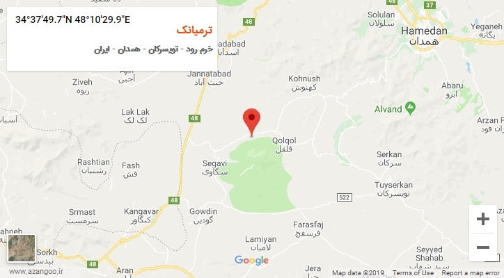 روستای ترمیانک بر روی نقشه