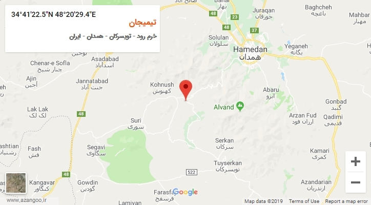 روستای تیمیجان بر روی نقشه