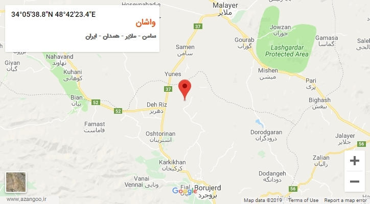 روستای واشان بر روی نقشه