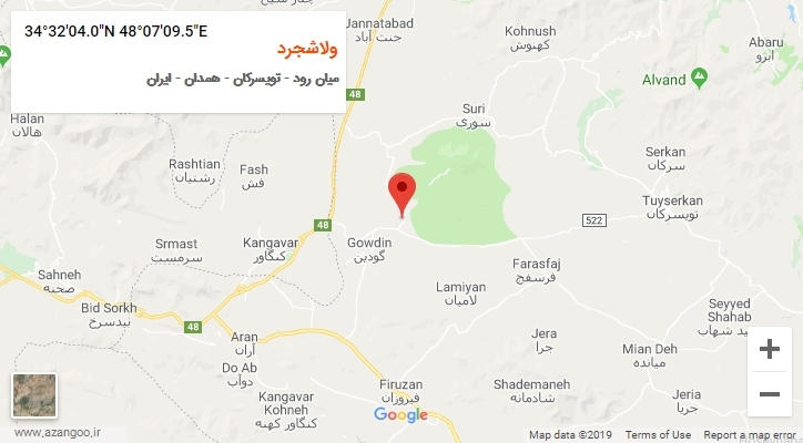 روستای ولاشجرد بر روی نقشه