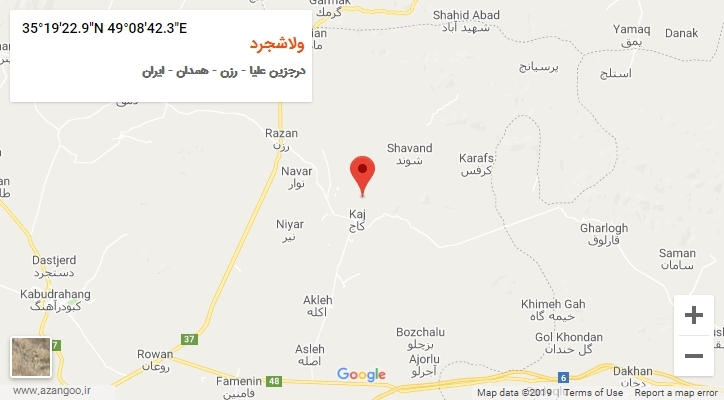 روستای ولاشجرد بر روی نقشه