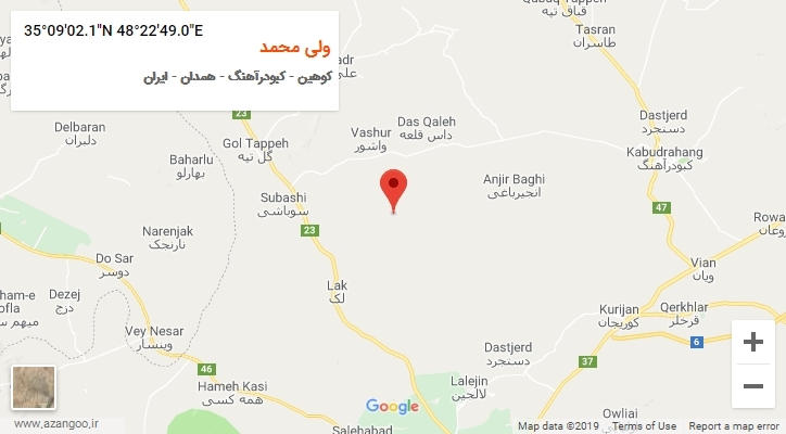 روستای ولی محمد بر روی نقشه
